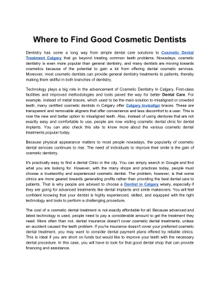 Where to Find Good Cosmetic Dentists