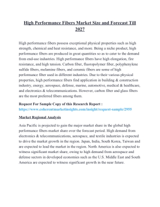 High Performance Fibers Market Size and Forecast Till 2027