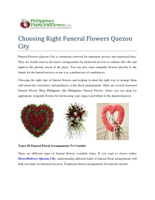 Choosing Right Funeral Flowers Quezon City