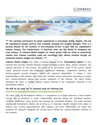 Hemodialysis Market Growth and In depth Analysis By 2027