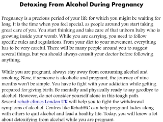 Detoxing From Alcohol During Pregnancy