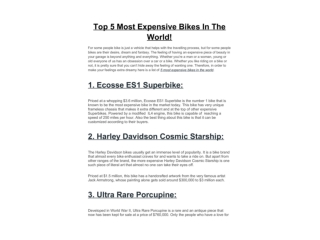 Top 5 Most Expensive Bikes In The World!