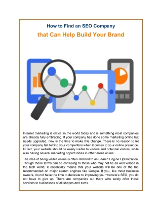 How to Find an SEO Company that Can Help Build Your Brand
