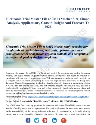 Electronic Trial Master File (eTMF) Market Laminar Growth, Current Trend And Forecast 2018-2026