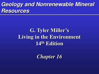 Geology and Nonrenewable Mineral Resources