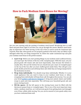 How to Pack Medium Sized Boxes for Moving?