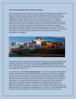 China shipping agents- www.holaintl.com