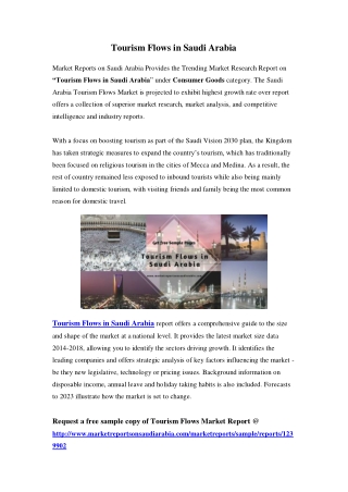 Saudi Arabia Tourism Flows Market: Growth, Opportunity and Forecast Till 2023