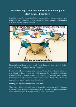 Essential Tips To Consider While Choosing The Best School Furniture!