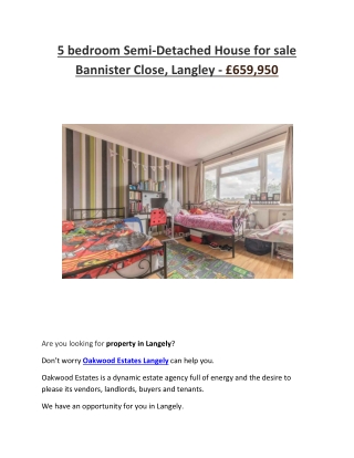 5 bedroom Semi-Detached House for sale Bannister Close, Langley - £659,950