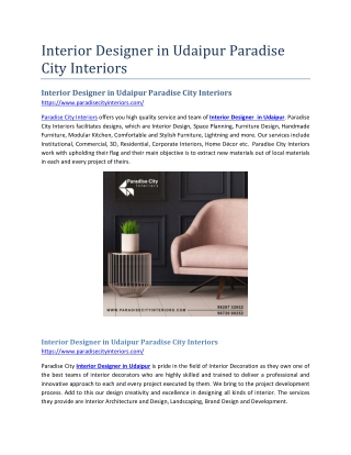 Interior Designer in Udaipur Paradise City Interiors