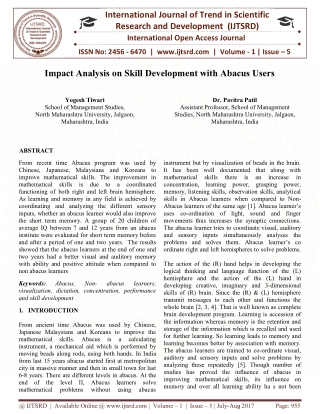 Impact Analysis on Skill Development with Abacus Users