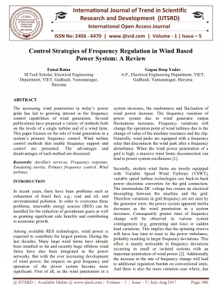 Control Strategies of Frequency Regulation in Wind Based Power System A Review