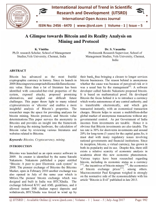A Glimpse towards Bitcoin and its Reality Analysis on Mining and Protocol