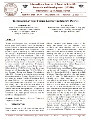 Trends and Levels of Female Literacy in Belagavi District