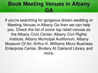 Meeting Venues in Albany GA