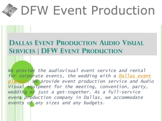 Dallas Event Production Audio Visual Services Company | DFW Event Production