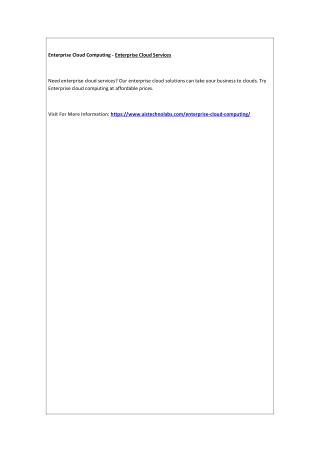 Enterprise Cloud Computing - Enterprise Cloud Services
