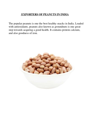 LEADING EXPORTERS OF PEANUTS IN INDIA