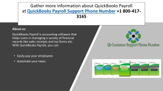 Gather more information about QuickBooks Payroll at QuickBooks Payroll Support Phone Number 1 800-417-3165