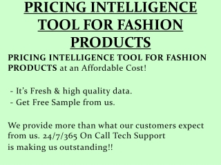 PRICING INTELLIGENCE TOOL FOR FASHION PRODUCTS