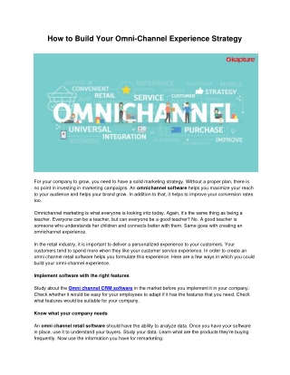 How to Build Your Omni-Channel Experience Strategy