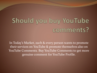 Should You Buy YouTube comments?