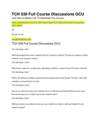 TCH 539 Full Course Discussions GCU