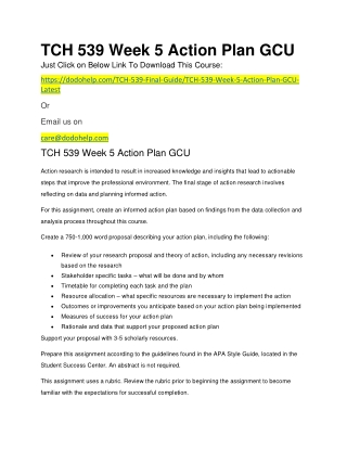 TCH 539 Week 5 Action Plan GCU