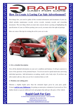 How To Create A Luring Car Sale Advertisement?