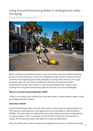 Ground penetrating radar services