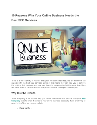 10 Reasons Why Your Online Business Needs the Best SEO Services