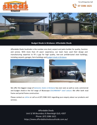 Budget Sheds in Brisbane: Affordable Sheds