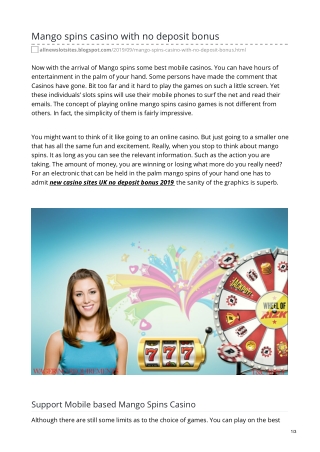 Mango spins casino with no deposit bonus
