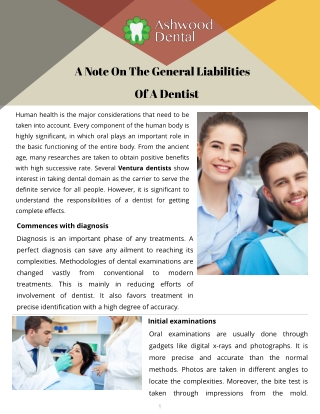 A Note On The General Liabilities Of A Dentist