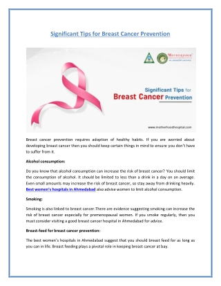 7 Tips to Prevent Breast Cancer