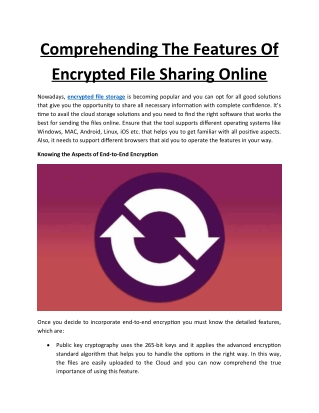 Comprehending The Features Of Encrypted File Sharing Online