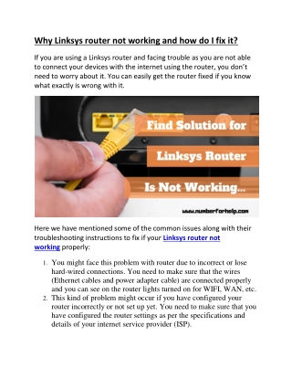 Linksys Router Not Working