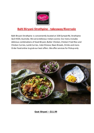 25% Off -Balti Biryani-Strathpine-Strathpine - Order Food Online
