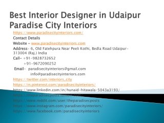 Best Interior Designer in Udaipur Paradise City Interiors