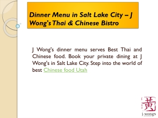 Take Out & Delivery Menu – J Wongs Thai & Chinese Bistro