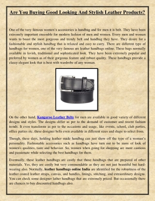 Are You Buying Good Looking And Stylish Leather Products