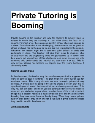 Private Tutoring is Booming