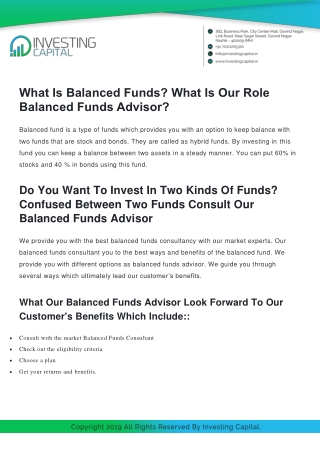 What Is Balanced Funds? What Is Our Role Balanced Funds Advisor?