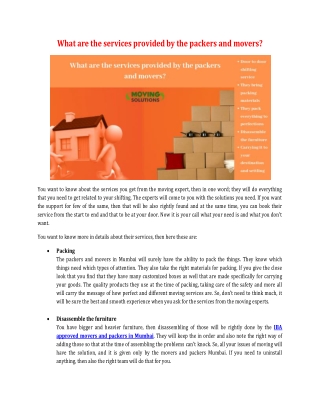 What are the services provided by the packers and movers?