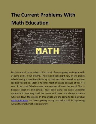 The Current Problems With Math Education