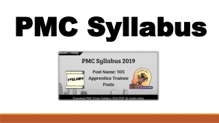 Download PMC Syllabus & Exam Pattern for 105 Apprentice Trainee Post