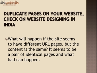 Duplicate Pages on your Website, Check on Website Designing in India