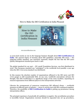 How to Make the ISO Certification in India Pleasant