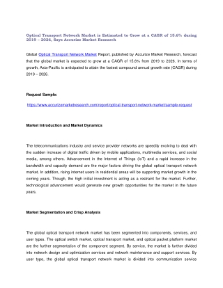 Global Optical Transport Network Market